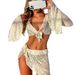 2025 New European And American Style Mesh Long Sleeve Cover-Up Beach Bikini Two-Piece Swimsuit Women's_ecoleips.com