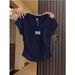 Women's Slim Fit V-Neck Short Sleeve T-Shirt - Side Pleats & Waist Contouring Design - Pure Cotton Casual Top For Summer_ecoleips.com