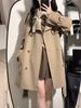 Petite Women's Trench Spring Autumn New Korean British Style Mid-Length Short Thick Coat Jacket_ecoleips.com