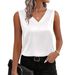 Women's Clothing Satin Camisole Top - Elegant V-Neck Sleeveless Blouse For Casual Wear_ecoleips.com