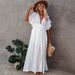 Boho Button Front Cover Up Dress With Belt - Beach Sun Protection Kimono Cardigan For Women_ecoleips.com