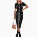Women's Short Sleeve Bodycon Dress - Round Neck Color Block Knit Dress For Spring_ecoleips.com