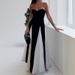 K New Women's Elegant And Casual Low Neck Contrasting Patchwork Camisole Dress_ecoleips.com