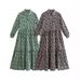 Modest Abaya Dress/Muslim Dress Women Bohemian Geometric Print Button-Down Maxi Dress – Vintage-Inspired Loose Fit Long Sleeve Dress_ecoleips.com