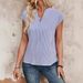 Men's Casual Short Sleeve Shirt Summer Striped Button Down Top Comfortable Polyester V-Neck Relaxed_ecoleips.com
