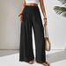 Aria Basics Cross-border European American 2025 New Casual Fashion Solid Color Lace-up Loose Wide-leg Women's Pants For Commuting_ecoleips.com