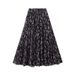 K Retro Floral Midi Skirt For Women, New High Waist Slimming A-line Long Skirt, Big Swing Skirt_ecoleips.com