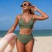 Sporty High-Waist Bikini Set – Solid Color Swimwear For Women (S-2XL, Black/Army Green/Royal Blue/Peacock Green/Coffee)_ecoleips.com