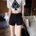 Women's High Waist Slimming Denim Shorts Spring 2025 Style Black Bodycon Elastic Hot Pants_ecoleips.com