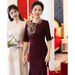 Zhilixi Mother-in-law Cheongsam Wedding New Style Elegant Young High-Waisted Tummy-Covering Fishtail Dress Plus Size_ecoleips.com