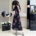 New Chinese-Style Traditional Dress For Women-Summer High-End Fashion With Slimming Effect, Floral Chiffon Long Skirt_ecoleips.com