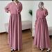 Muslim Middle Eastern Robe Zipper Round Neck Puff Sleeve Loose Dress Elegant Ethnic Style_ecoleips.com