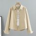 K Short Denim Jacket; New Loose, Versatile Long-sleeved High-grade Shirt For Women; Stylish Top. No Inner Garment_ecoleips.com