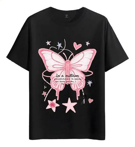 Women's T-Shirts Tshirt Muscle Freaks Butterfly Heart Floral Drawing Style_ecoleips.com