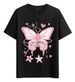 Women's T-Shirts Tshirt Muscle Freaks Butterfly Heart Floral Drawing Style_ecoleips.com
