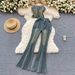 Women's Slimming Beaded Denim Suit Sexy Strapless Top High Waist Slightly Flared Length Retro American Two-Piece Outfit_ecoleips.com