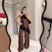 Summer Women's Lace Patchwork Trouser Set Irregular Hem Backless Design Pure And Delicate Cross Border Style Beautiful Suspender_ecoleips.com
