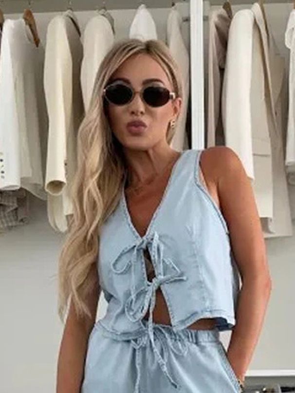 Women's Clothing Women's Fashion Denim Suit Sleeveless Vest Wide Leg Jeans Belted Spring Summer For Formal & Casual For Women_ecoleips.com