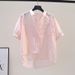 Women's Clothing Cotton Simple Summer Thin Short Sleeved Shirt Women Loose Medium Length Single Pocket Cardigan Shirt_ecoleips.com