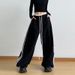 Women's Clothing Autumn Winter New Color Contrast Two Bar Sports Pants Women Straight Loose Casual Workwear Wide Leg Pants Trend_ecoleips.com