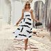 Diyun European And American Independent Strap Short-sleeve 2023 Spring/summer Elegant High-waisted Slimming Dress_ecoleips.com