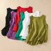 K New Retro Vest For Women, Loose Fitting Sleeveless Top, With A Solid Color Base For Interior And Exterior Wear_ecoleips.com