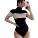 Cross-border European And American Casual Color-block Striped Summer New Knitted Fashion Sports Jumpsuit_ecoleips.com