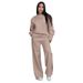 Women's Clothing Solid Color Round Neck Long Sleeve Loose Women's Fashion Casual Wide Leg Pants Suit_ecoleips.com