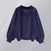 Women's V-Neck Long Sleeve Sweatshirt – Style Casual Pullover (Dark Blue, XS-XXL)_ecoleips.com