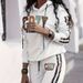 Women's Letter Print Hoodie And Jogger Set - Casual Fleece-Lined Sweatsuit With Long Sleeve, Relaxed Fit For Fall/Winter Gym Lounge (White, S-Xxl)_ecoleips.com