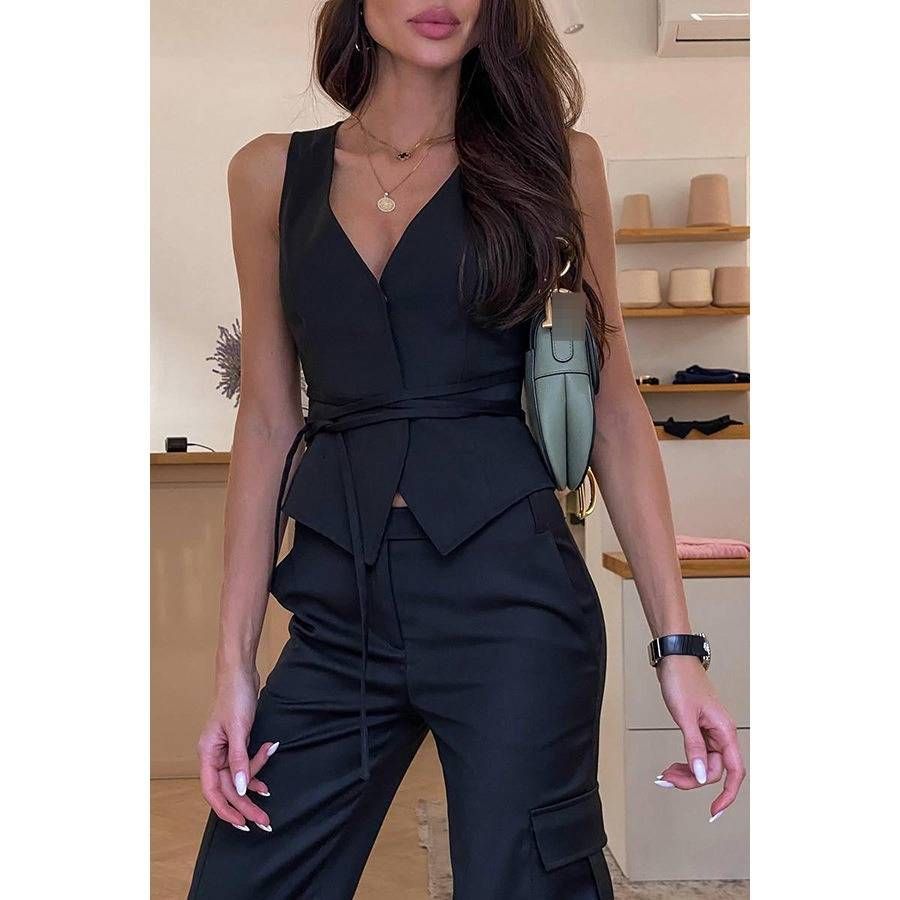 Women's Casual Loose Multi-Color Lace Up Top Spring/Summer Fashion Vest Style Holiday_ecoleips.com