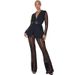 Women's Clothing Trendy Mesh Lace Floral Long Sleeve Top & Bell Bottom Pants Set - Stylish Two-Piece Outfit With Waist Tie, Sexy & Elegant_ecoleips.com