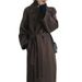 Double-Faced Wool Blend Trench Coat - Oversized Chic Belted Long Coat With V-Neck, Winter Elegance For Streetwear & Office (Gray, S-XXL)_ecoleips.com