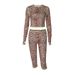 French-style Women's Clothing 2025 Autumn And Winter New Fashion Leopard Print Cropped Long-sleeve Top Slim-fit Shorts_ecoleips.com