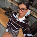 European And American Style Retro Color-block Striped Polo Collar Knit Top For Women, Long-sleeved, Short, Slim-fit,_ecoleips.com