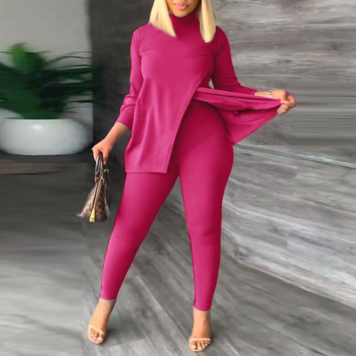 Women's Clothing Sexy Splicing Slit Suit Nightclub Clothes_ecoleips.com
