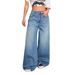 Women's Retro High Street Wide Leg Jeans Solid Color Casual Fashion Office Lady Style Spring Autumn Regular Fit Cotton Denim_ecoleips.com