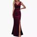 Women's Clothing V Neck Slit Evening Dress Cocktail Long Dress_ecoleips.com