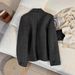 "Gray Wool Herringbone Blazer For Women – Winter Cropped Office Jacket, Slim Fit Professional Blazer With Notched Lapel"_ecoleips.com