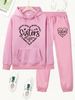 Women's Autumn And Winter Casual Fashion Letter Pattern Printed Thick Velvet Warm Hooded Sweatshirt+sports Pants Set-693_ecoleips.com