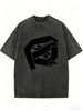 Women's Loose Fit Vintage Tee, Washed Finish Short Sleeve Top For Street Style And Summer Comfort_ecoleips.com