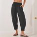 Women's High-Waisted Loose Fit Casual Pants Autumn/Winter Drawstring Pockets Vacation Style_ecoleips.com