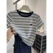 Women's Premium Stripe Short Sleeve T-Shirt – Unique Shoulder-Fit Design, Chic & Versatile For Everyday Wear_ecoleips.com