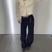 CE Corduroy Navy Blue Women's Jeans High Waist Fashionable Loose Slimming Wide Straight Pants 2026 Spring New Style_ecoleips.com