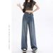Guangzhou Supply American-style Wide-leg Jeans For Women, Spring/summer High-waisted, Loose, Slimming, Pleated, Casual,_ecoleips.com