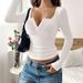 Autumn/Winter Lace Button V-Neck Fashionable Slim-Fitting Long-Sleeved Women's Shirt_ecoleips.com