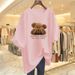 Women's Clothing Pure Cotton Bear Print T Shirt Short Sleeved Loose Versatile Tops_ecoleips.com