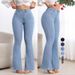 Women's High-Waisted Slim Fit Flared Jeans Solid Color Stretch Casual Hip Lifting European American Style Denim Pants_ecoleips.com