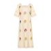 Bohemian Floral Embroidered Square-neck Lace Crochet Hollow-out European And American Long Dress_ecoleips.com
