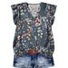 Women's Summer V Neck Blouse Printed Casual Shirt Cross Border New Arrival 2026 in Stock_ecoleips.com